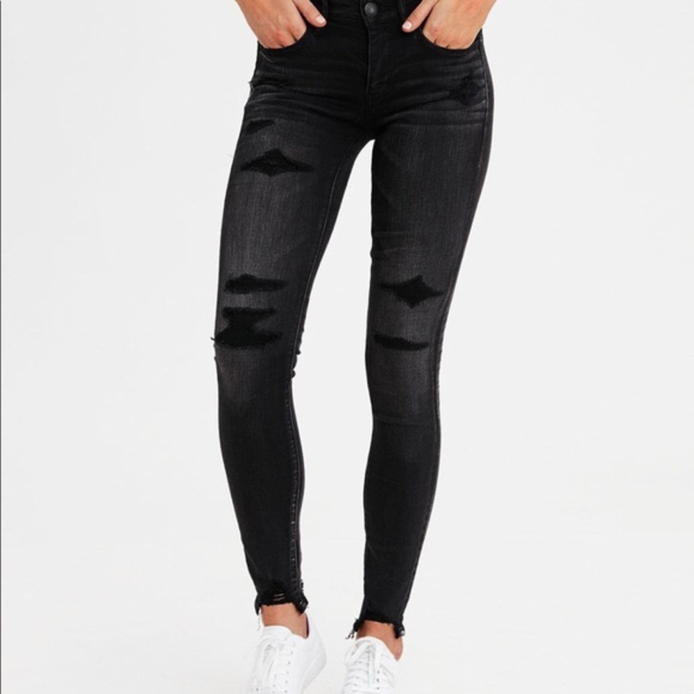 American Eagle Rip & Repair Black Jean Jegging
